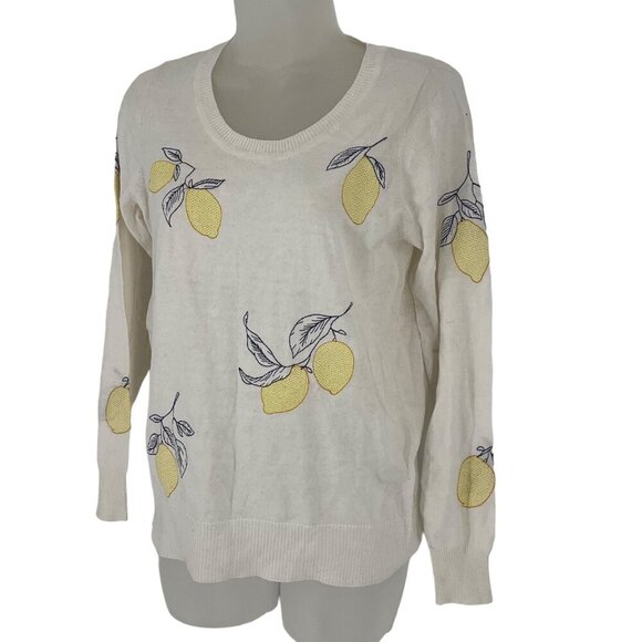 Chasor Womens Lemon embroidered Print Long Sleeve Sweater - Size S lightweight - Picture 1 of 7